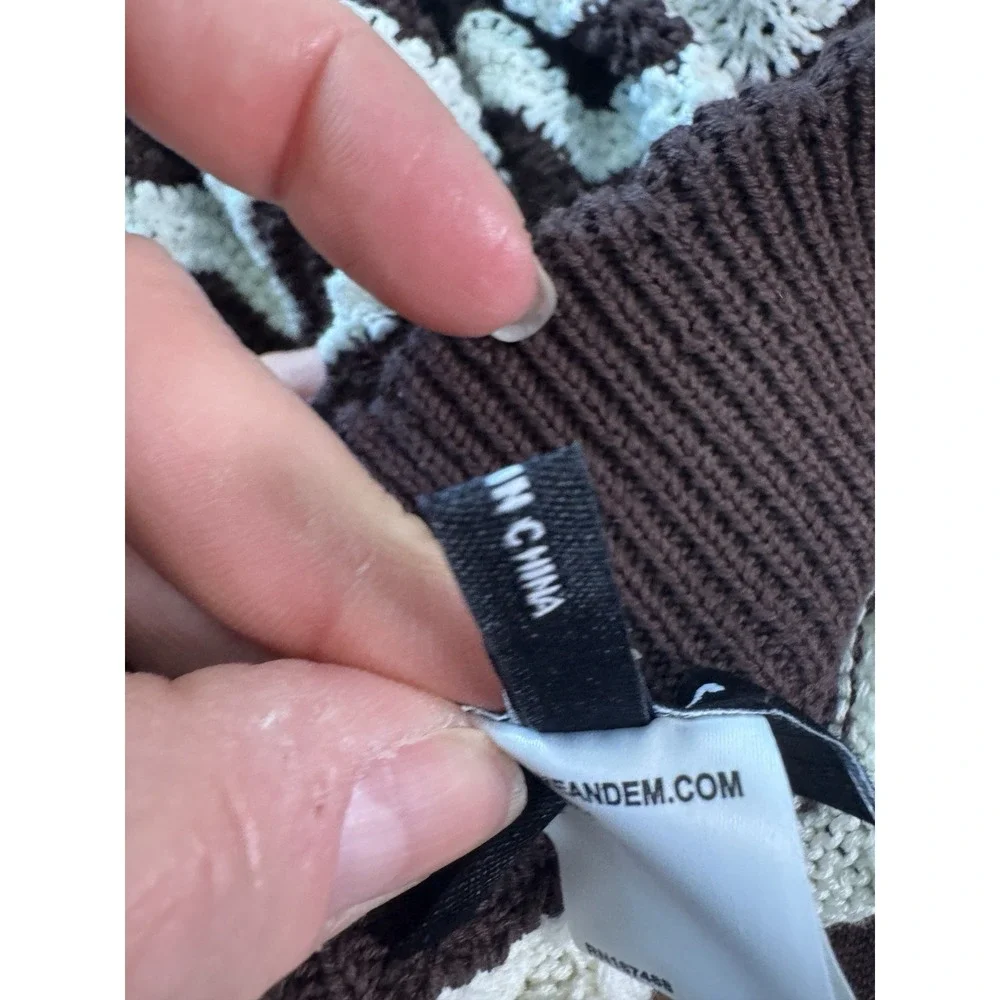ME+EM Stripe Scallop Knit Shorts Cotton Crochet Small Drawstring Beach Boho Fest - Picture 7 of 12